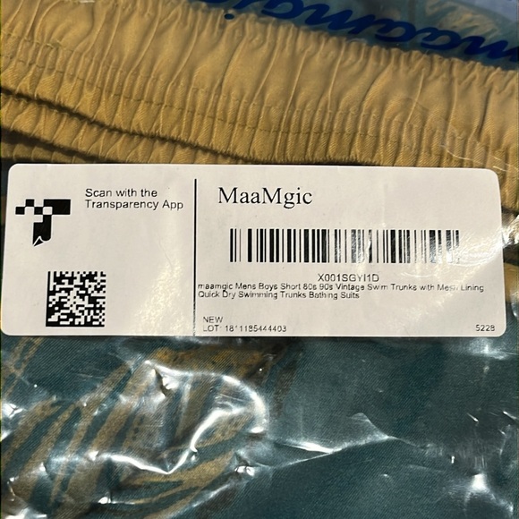 NWT Maamgic ChinoWave Floral Print Mens Swim Trunks Size Medium Green Gold Beach - Picture 9 of 16